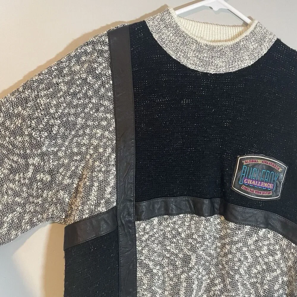 Bugle Boy Challenge Global Awareness Vintage Sweater Sz L Mens Streetwear 80s